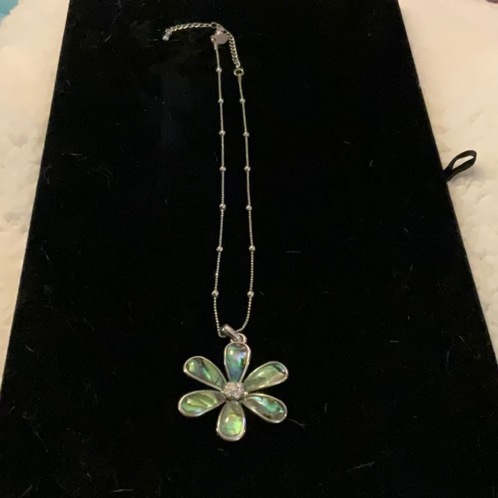 Floral abalone shell necklace